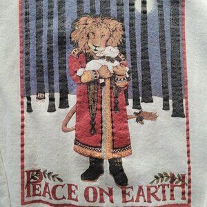 Christmas sweater Vintage Peace on Earth Lion Lamb Mary Engelbreit